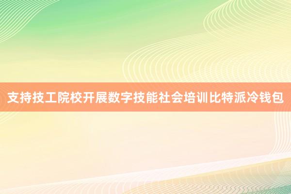 支持技工院校开展数字技能社会培训比特派冷钱包