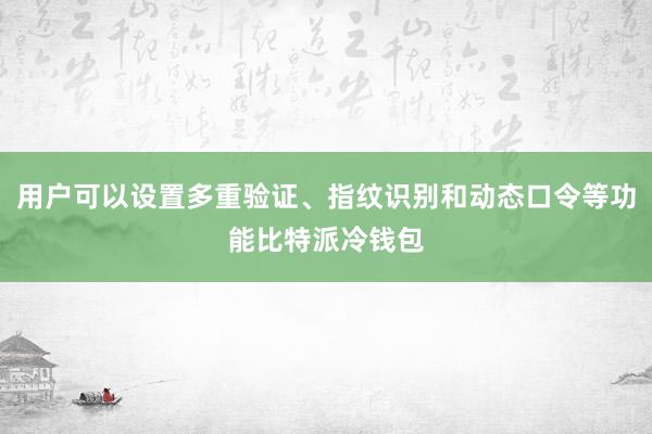 用户可以设置多重验证、指纹识别和动态口令等功能比特派冷钱包