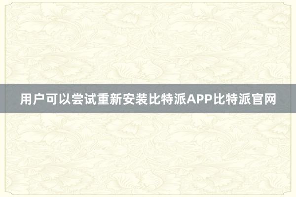 用户可以尝试重新安装比特派APP比特派官网