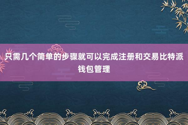 只需几个简单的步骤就可以完成注册和交易比特派钱包管理