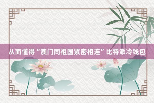 从而懂得“澳门同祖国紧密相连”比特派冷钱包