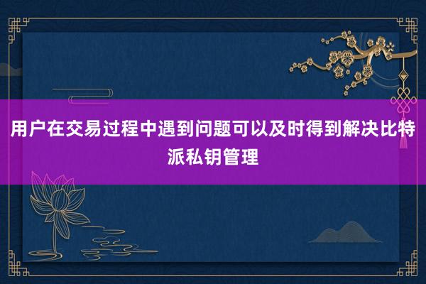 用户在交易过程中遇到问题可以及时得到解决比特派私钥管理